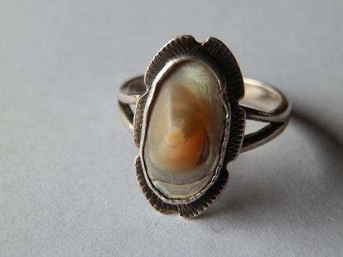 Old sterling silver pearl ring